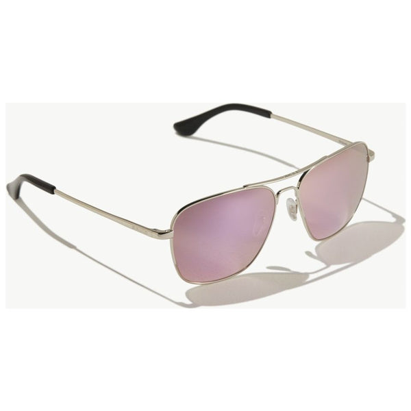 Bajio Snipes Sunglasses in Gloss Silver with Pink Lenses