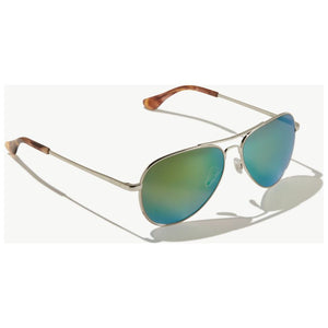 Bajio Soldao Sunglasses in Gloss Silver with Green Lenses
