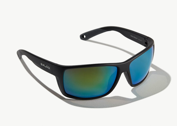 Bajio Bales Beach Sunglasses in Matte Black and Green Glass