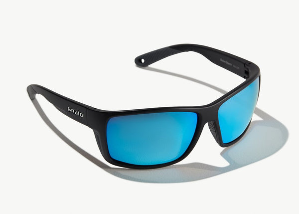 Bajio Bales Beach Sunglasses in Matte Black and Blue Glass
