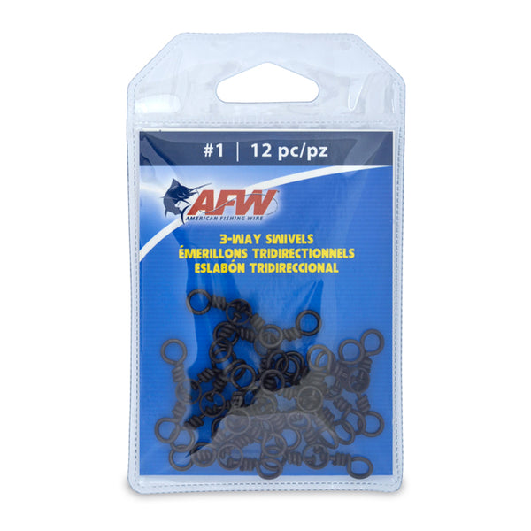American Fishing Wire Brass 3-Way Swivels with Stainless Steel Rings