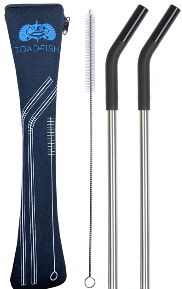Toadfish 2 Pack Stainless Steel Straws w/ Case & Cleaner
