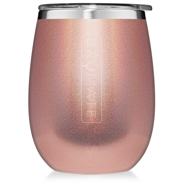 BruMate 14oz Uncork'd XL Stemless Wine Glass - Glitter Rose Gold