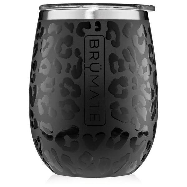 BruMate 14oz Uncork'd XL Stemless Wine Glass - Onyx Leopard