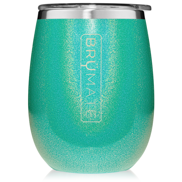 BruMate 14oz Uncork'd XL Stemless Wine Glass - Glitter Peacock