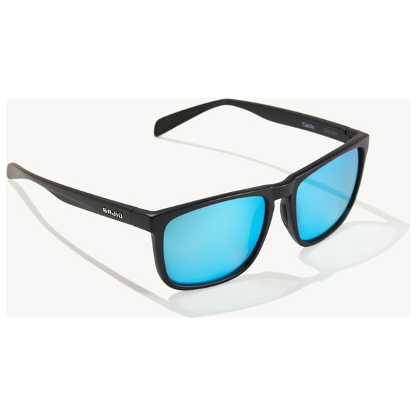 Bajio Calda Sunglasses in Matte Black and Blue lenses