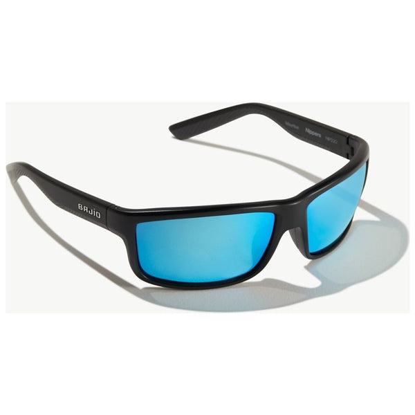 Bajio Nippers Sunglasses in Matte Black and Blue Lenses