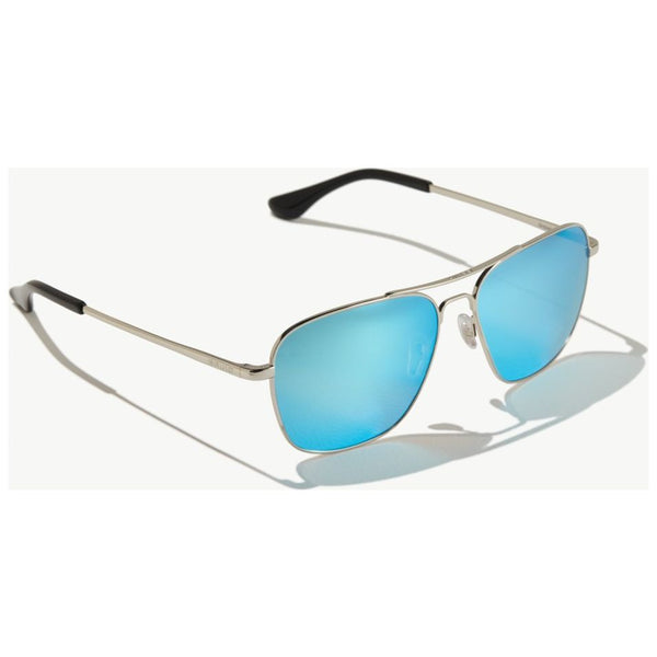 Bajio Snipes Sunglasses in Gloss Silver with Blue Lenses