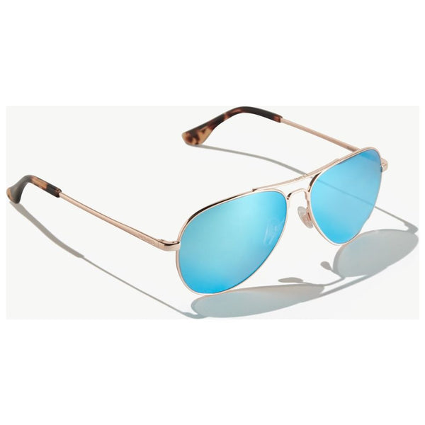 Bajio Soldao Sunglasses in Satin Rose Gold with Blue Lenses