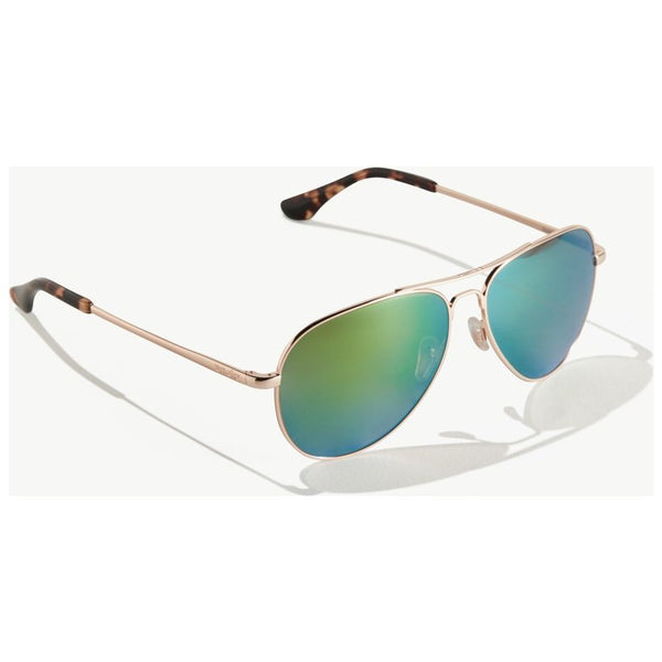 Bajio Soldao Sunglasses in Satin Rose Gold with Green Lenses