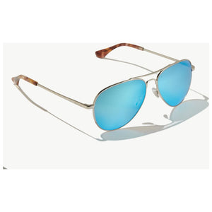Bajio Soldao Sunglasses in Gloss Silver with Blue Lenses