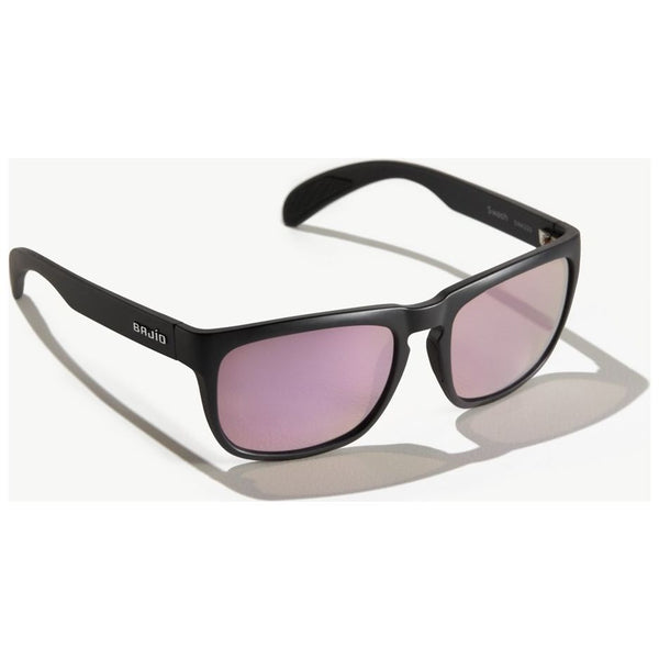 Bajio Swash Sunglasses in Matte Black and Pink Lenses
