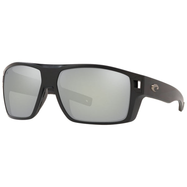 Costa del Mar Diego Sunglasses in Matte Black and Gray Silver Mirror 580g