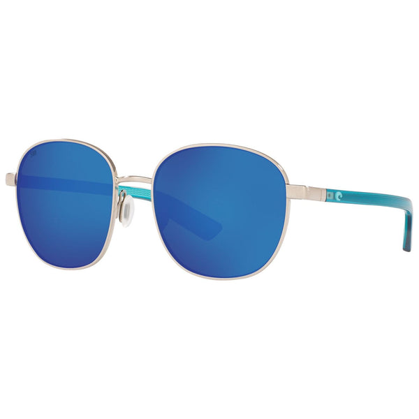 Costa del Mar Egret Sunglasses in Brushed Silver and Blue Mirror 580g