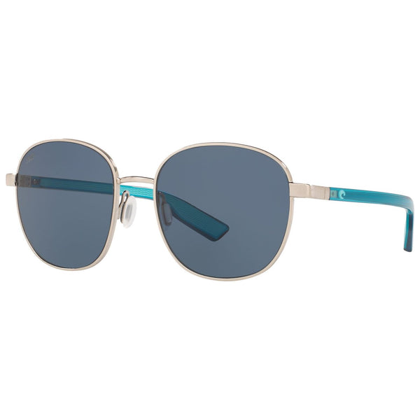 Costa del Mar Egret Sunglasses in Brushed Silver and Gray 580p lenses