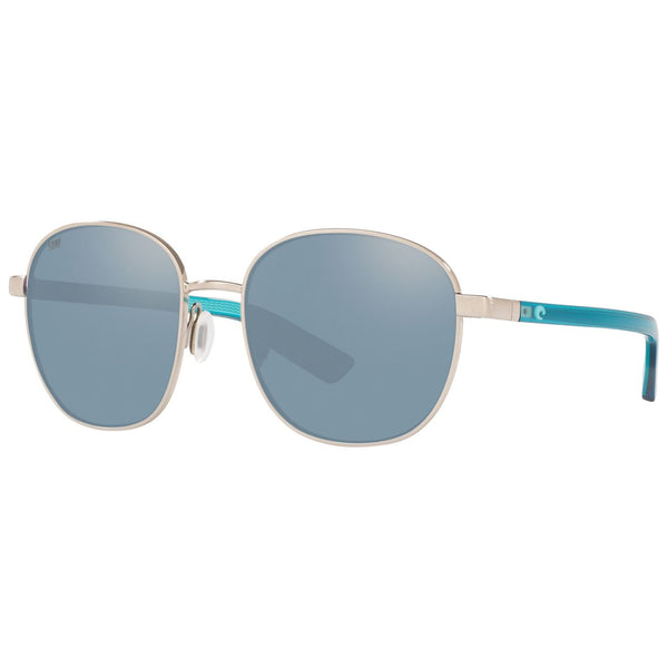 Costa del Mar Egret Sunglasses in Brushed Silver and Gray-Silver Mirror 580p