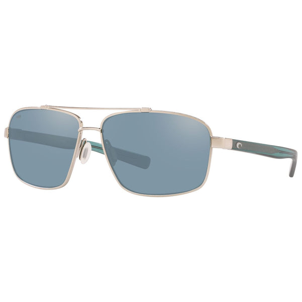 Costa del Mar Flagler Sunglasses in Brushed Silver and Gray-Silver Mirror 580p lenses