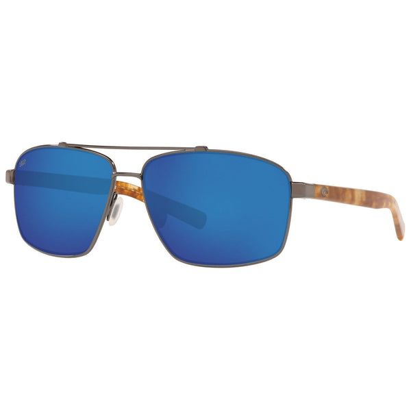Costa del Mar Flagler Sunglasses in Shiny Gunmetal and Blue Mirror 580p