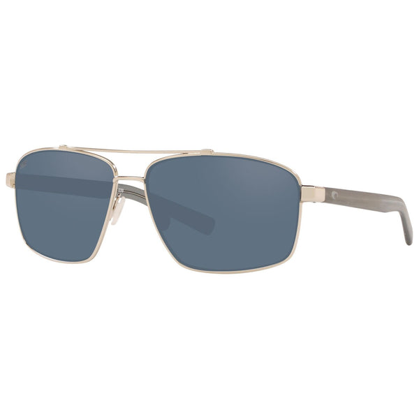 Costa del Mar Flagler Sunglasses in Shiny Silver and Gray 580p lenses