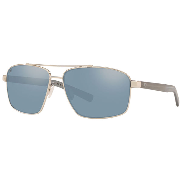 Costa del Mar Flagler Sunglasses in Shiny Silver and Gray-Silver Mirror 580p