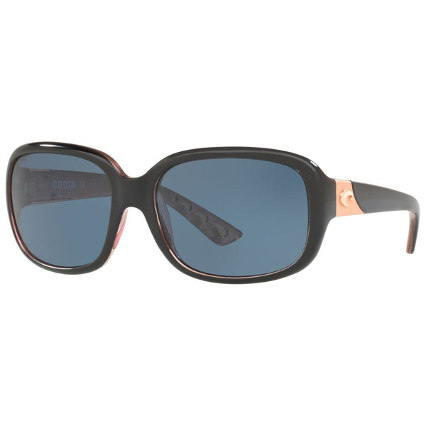 Costa del Mar Gannet Sunglasses in Shiny Black and Hibiscus Gray 580p