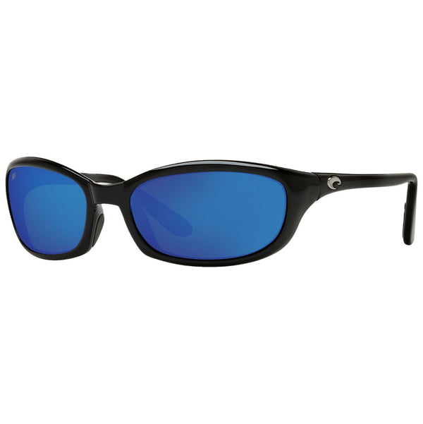 Costa del Mar Harpoon Sunglasses in Shiny Black and Blue Mirror 580g lenses