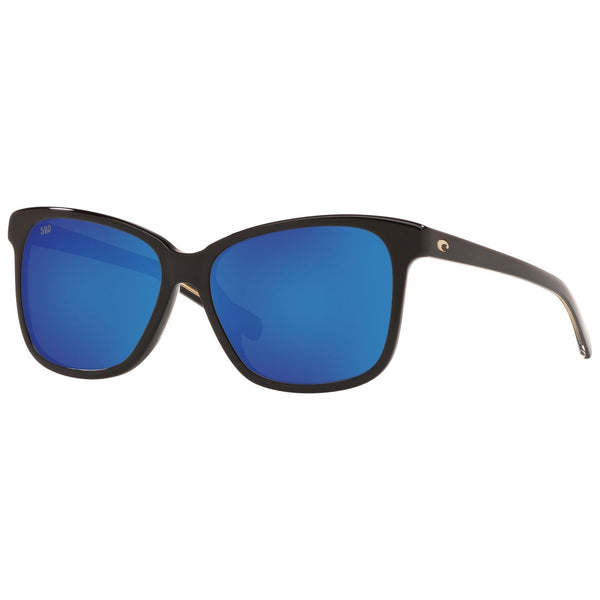Costa del Mar May Sunglasses in Shiny Black with Blue Mirror 580g lenses