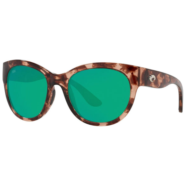Costa del Mar Maya Sunglasses in Shiny Coral Tortoiseshell with Green Mirror 580g lenses