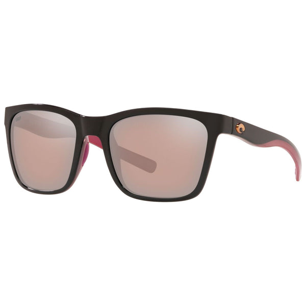 Costa del Mar Panga Sunglasses in Shiny Black Crystal Fuchsia with Copper-Silver Mirror 580p lenses