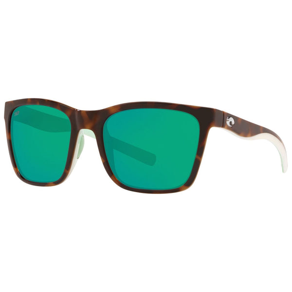 Costa del Mar Panga Sunglasses in Shiny Tortoise White Seafoam Crystal with Green Mirror 580p lenses