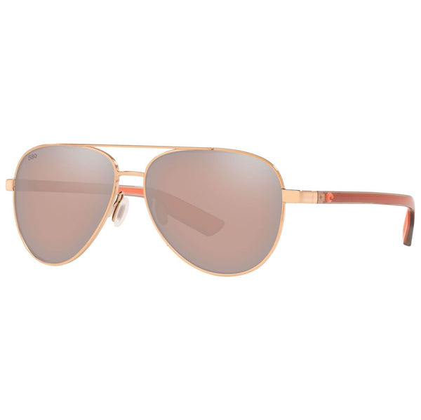 Costa del Mar Peli Sunglasses with Shiny Rose Gold with Copper-Silver Mirror 580g lenses