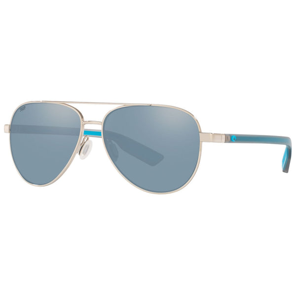 Costa del Mar Peli Sunglasses in Shiny Silver with Gray-Silver Mirror 580p lenses