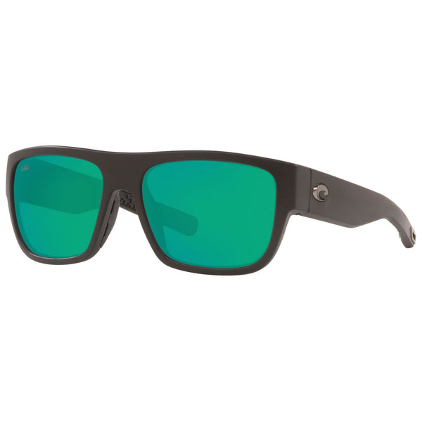 Costa del Mar Sampan Sunglasses in Matte Black with Green Mirror 580g lenses