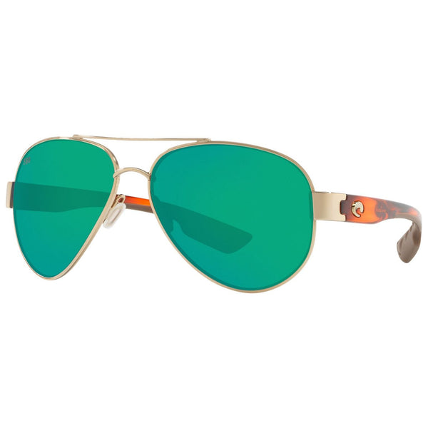 Costa del Mar South Point Sunglasses in Rose Gold with Light Tortoiseshell Temples and Green Mirror 580g lenses